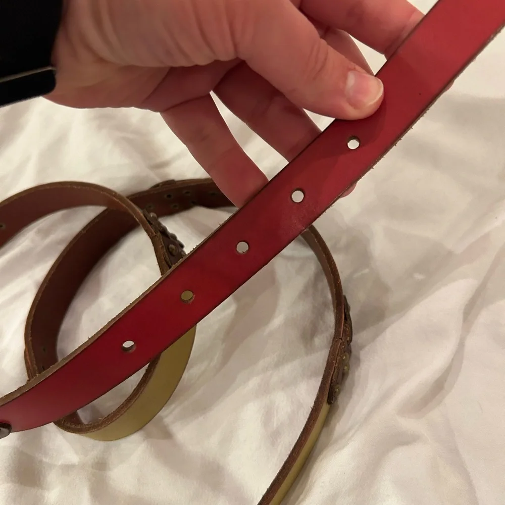 Fossil Women’s Leather Color Block Studded‎ Belt 42.5”